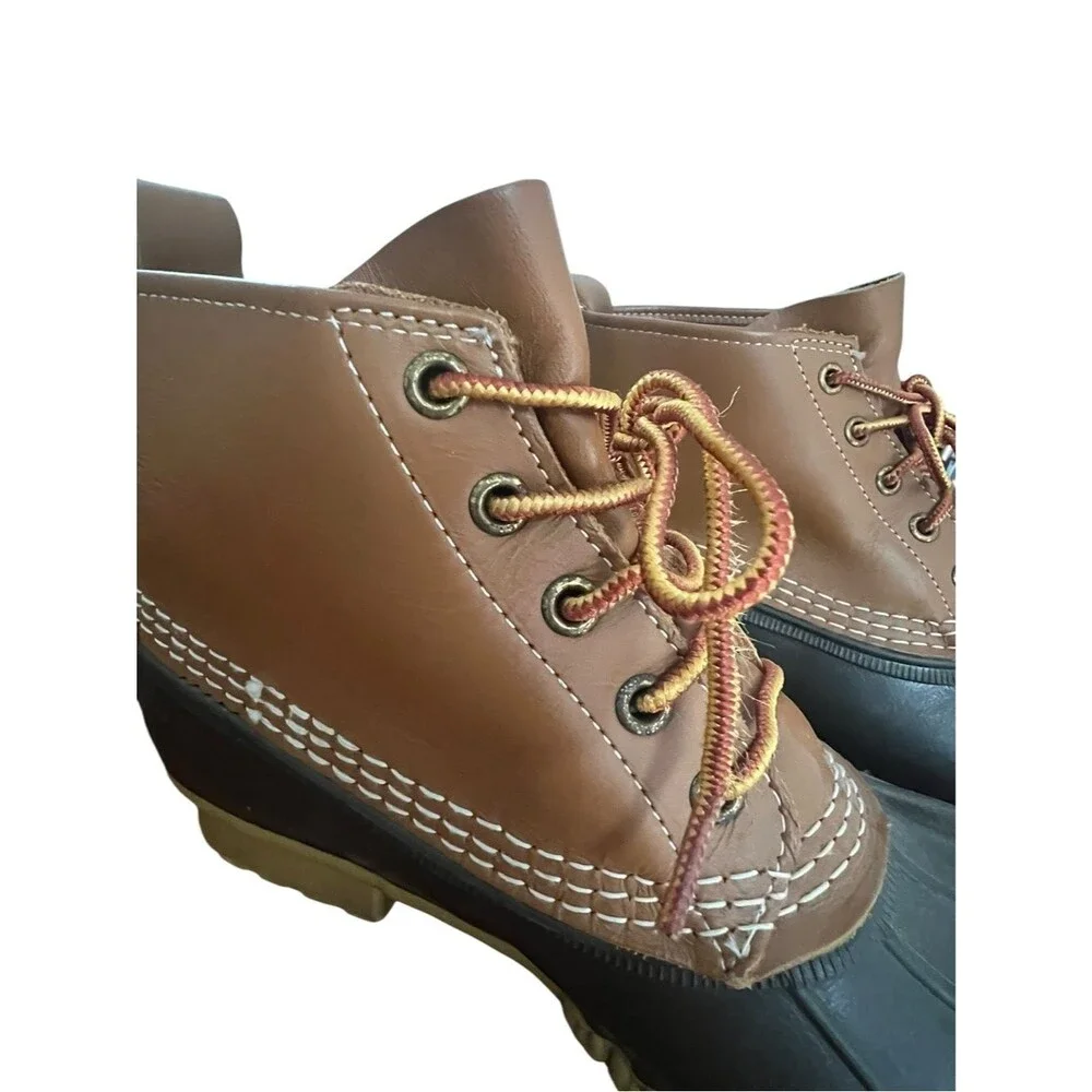 L.L.Bean Bean Boots 6” Men’s Size 8 Brown Leather Rubber Duck Boots Made USA
